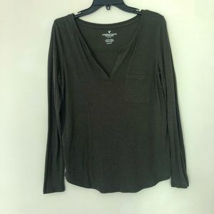 American Eagle long-sleeve olive blouse